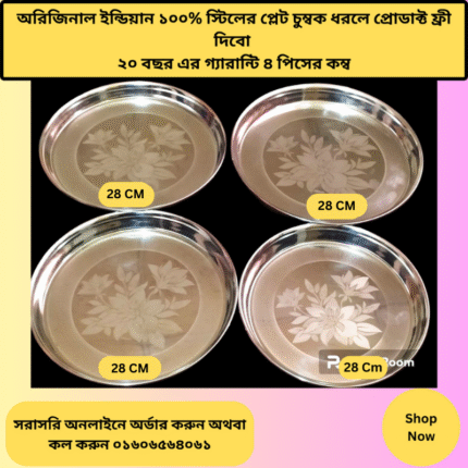 Steel 4 PCS food plate offer 28 Cm