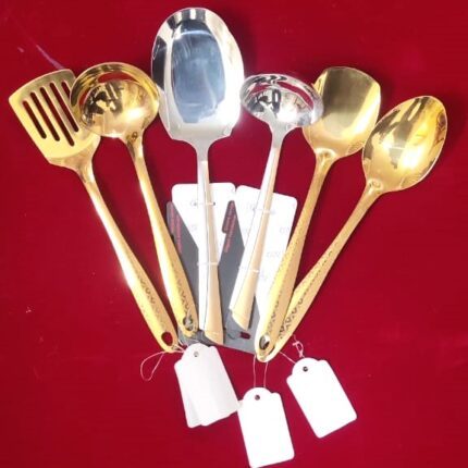 2.Stainless steel 6 PCS golden color Serving spoon set