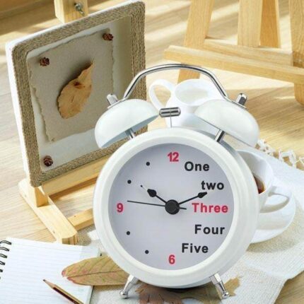 5. Big Size Bell Alarm Clock White Color Round Shap 1 pcs